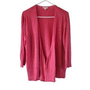 Eileen Fisher Pink Open Cardigan Linen Blend Size M Womens